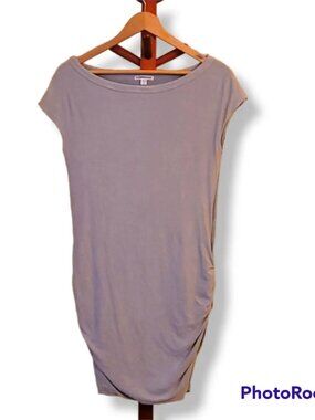 Pre-Loved James Perse Standard Gray Ruched T-shirt Dress in Size Medium
